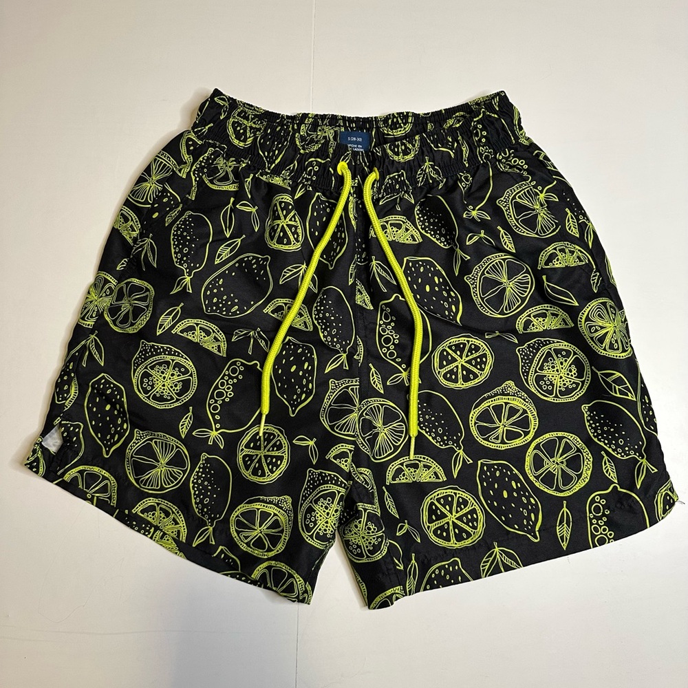 George Men’s Quick Dry Board‎ Shorts Swim Trunk Small 28-30 Lined Green Citrus
